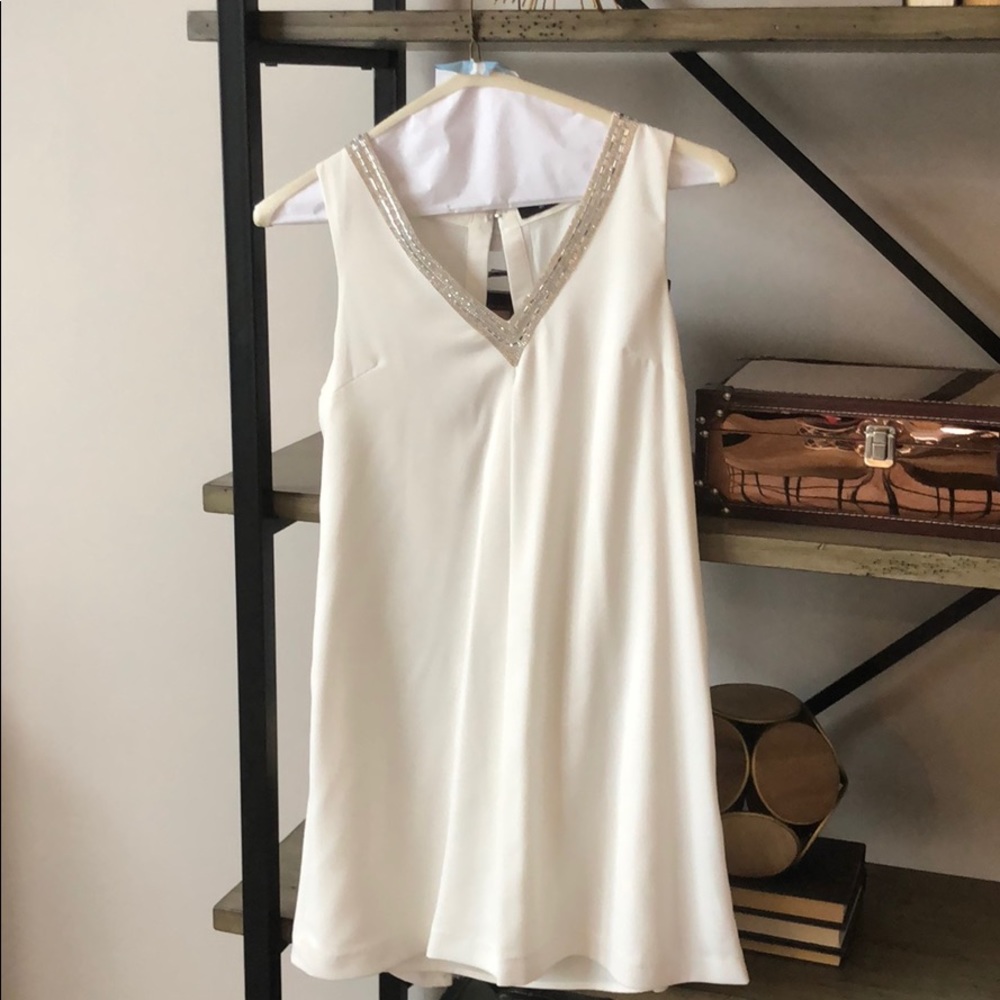 White dress with crystal detailing